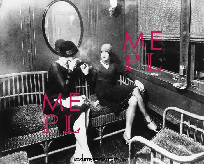 : Smoking in the railway, 1927 : Smoking in the railway, 1927