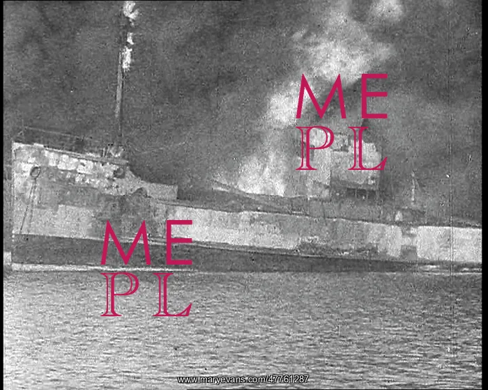 : A Smoking Ship in Bari Harbour After a German : A Smoking Ship in Bari Harbour After a German