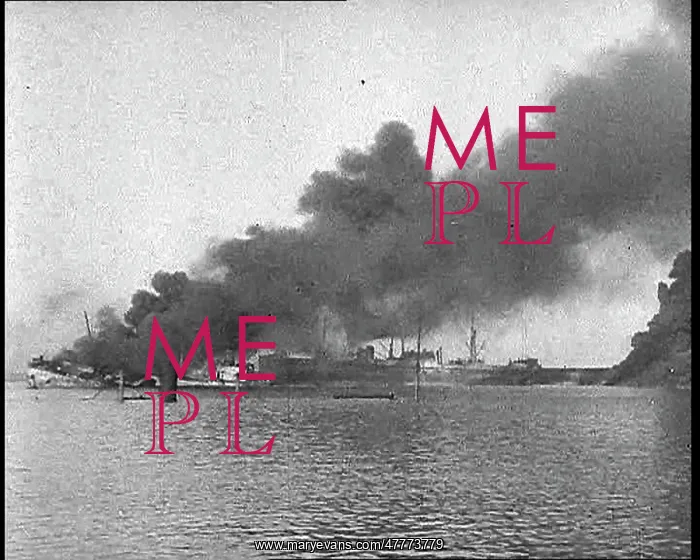 : Smoking Ships in Bari Harbour After a German : Smoking Ships in Bari Harbour After a German