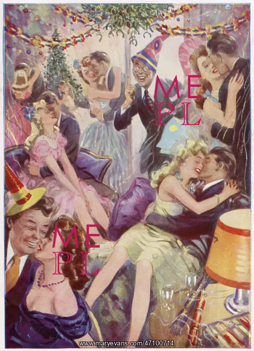 : Smooching couples at a party, 1950 : Smooching couples at a party, 1950