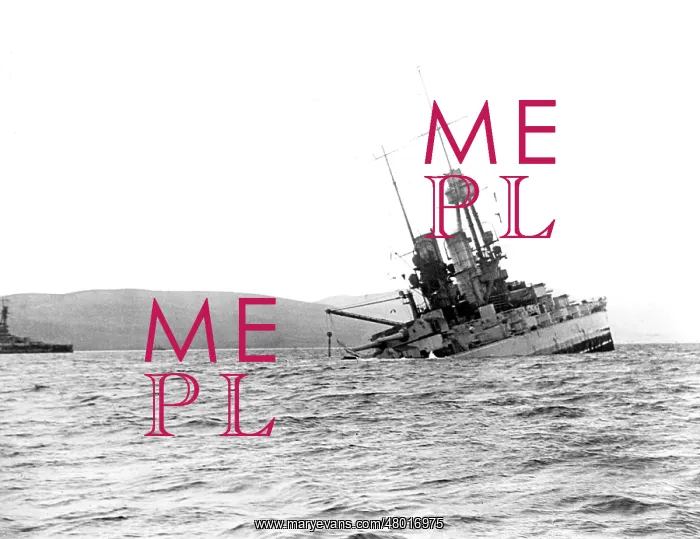 : SMS Bayern sinking after being scuttled, Scapa Flow, WW1 : SMS Bayern sinking after being scuttled, Scapa Flow, WW1