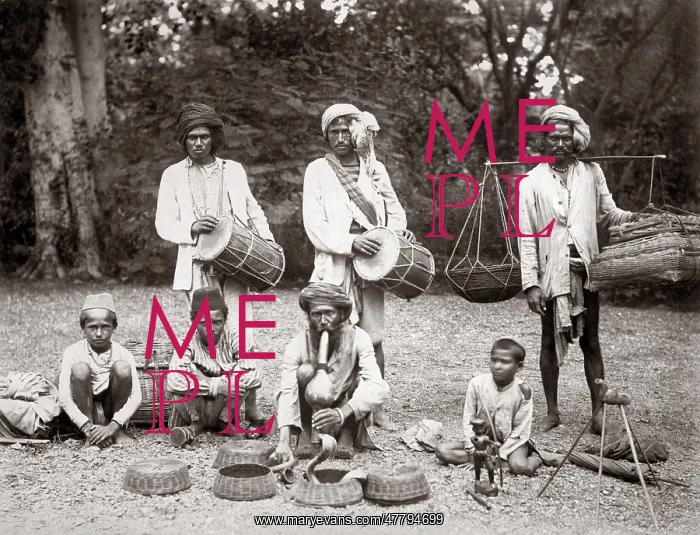  : Snake charmers and drummers, India, c.1890
