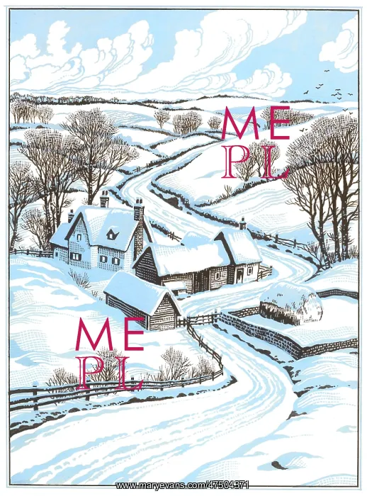 : Snow-covered landscape with farm : Snow-covered landscape with farm