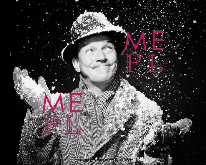  : Snow Falling at Night on Smiling Man Bundled up