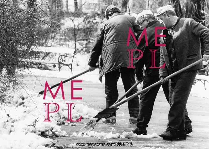 : Snow removal in a park 1985 : Snow removal in a park 1985
