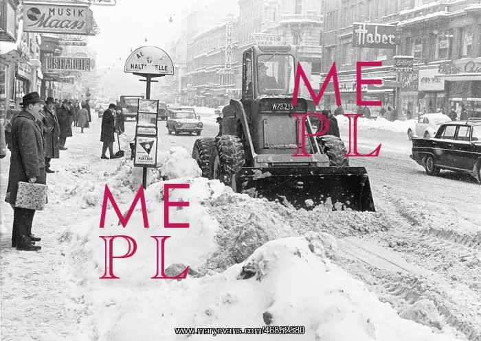 : Snow removal with wheel loader in Vienna 1965 : Snow removal with wheel loader in Vienna 1965