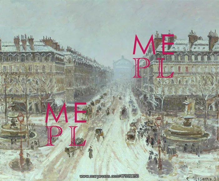  : Snow scene, Avenue de L'Opera, Paris, by Camille Pissarro