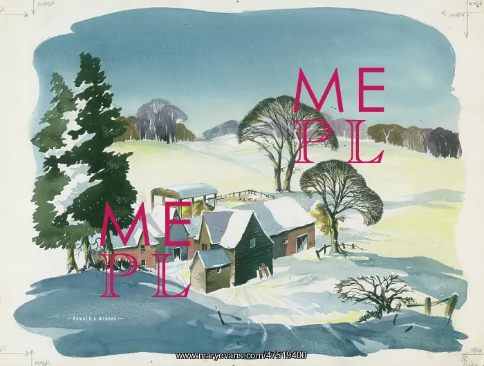 : Snow scene with farm : Snow scene with farm