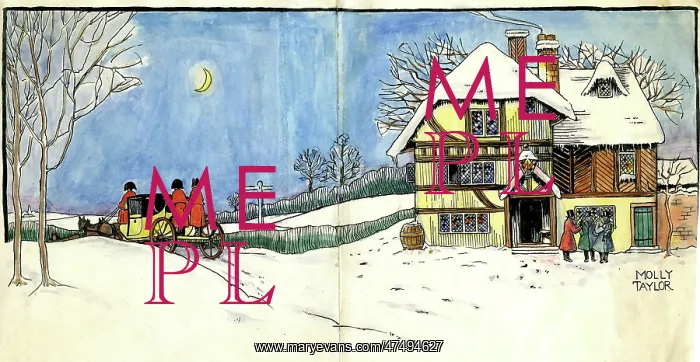 : Snow scene with half-timbered house : Snow scene with half-timbered house