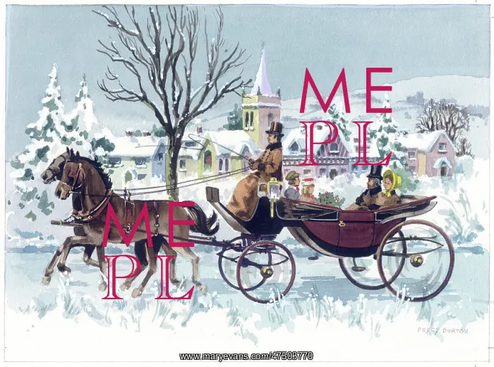 : Snow scene with open landau : Snow scene with open landau