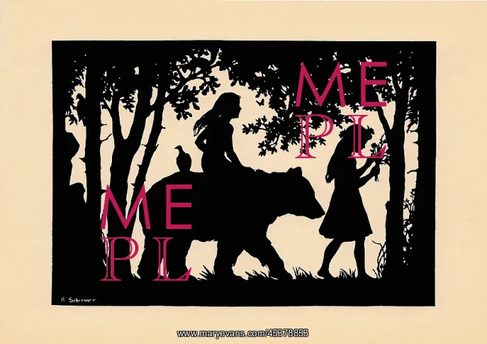 : Snow White and Rose Red in silhouette : Snow White and Rose Red in silhouette