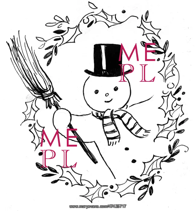 : Snowman with top hat and broom