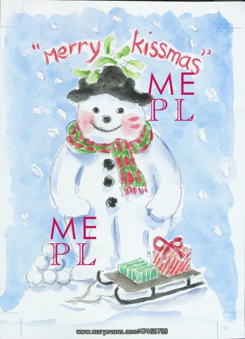  : Snowman with mistetoe