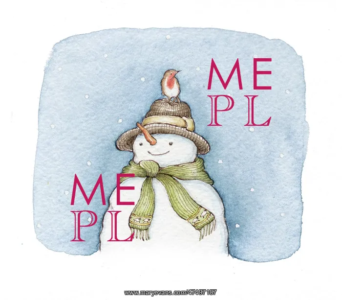 : Snowman with a robin perched on his hat : Snowman with a robin perched on his hat