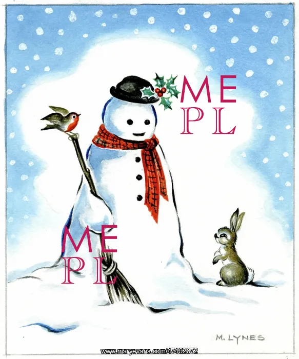 : Snowman with robin and rabbit : Snowman with robin and rabbit