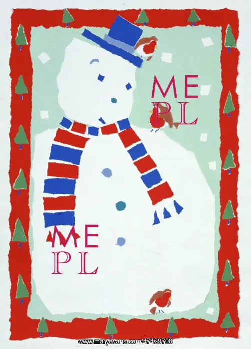 : Snowman with Robins