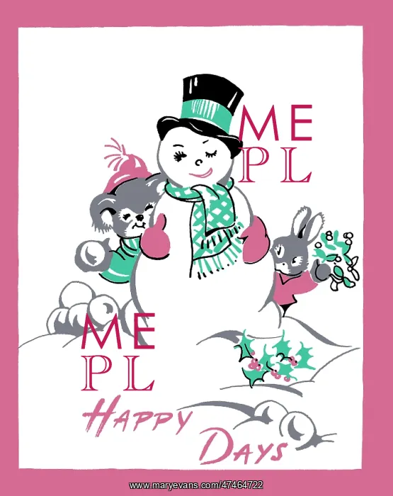  : Snowman with Teddy Bear and Rabbit