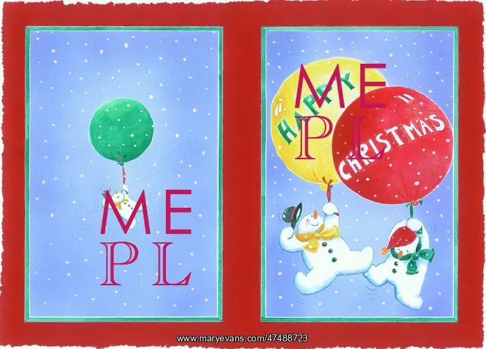 : Two Snowmen with balloons : Two Snowmen with balloons