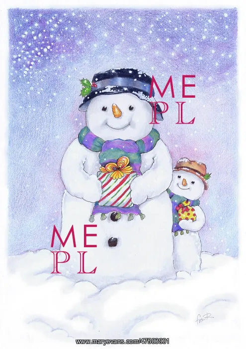 : Two snowmen with presents : Two snowmen with presents