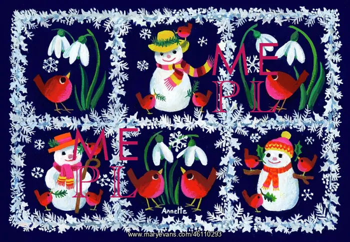  : Snowmen, Snowdrops and Robins in squares