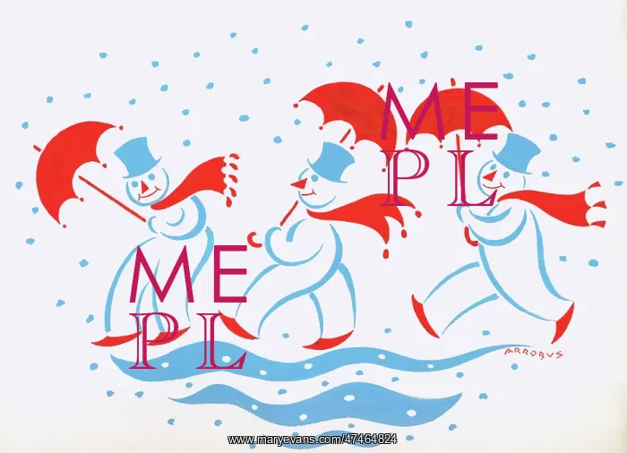  : Three snowmen with umbrellas
