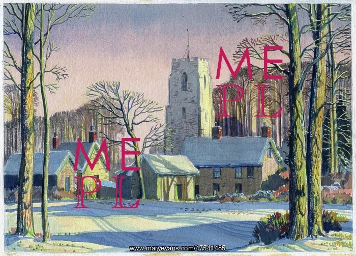 : Snowscene with church and woods : Snowscene with church and woods