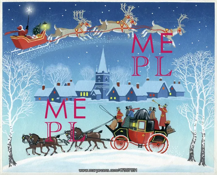 : Snowscene with Coach and Father Christmas : Snowscene with Coach and Father Christmas
