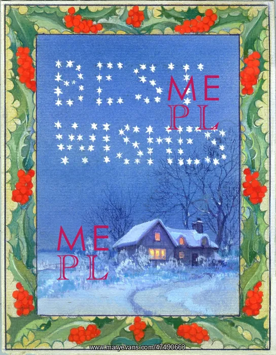: Snowscene with cottage and Best Wishes : Snowscene with cottage and Best Wishes