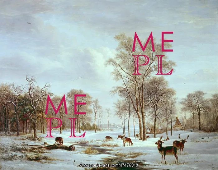 : Snowscene with Deer : Snowscene with Deer
