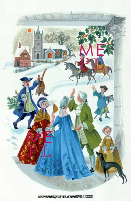 : Snowscene with guests arriving for Christmas : Snowscene with guests arriving for Christmas