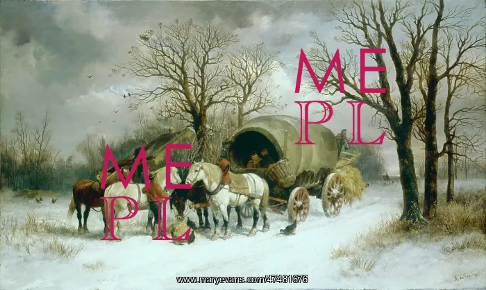 : Snowscene with Wagon and Farm Horses : Snowscene with Wagon and Farm Horses