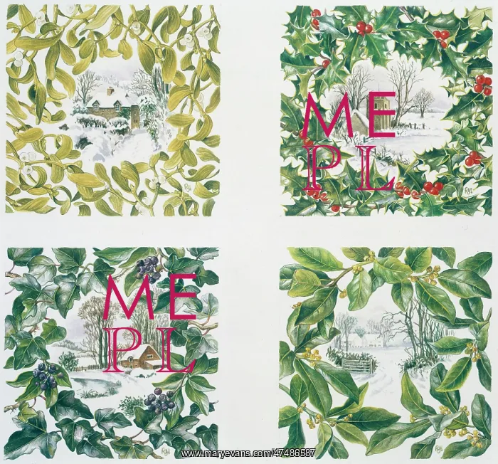 : Snowscenes with Mistletoe, Holly and Ivy etc : Snowscenes with Mistletoe, Holly and Ivy etc