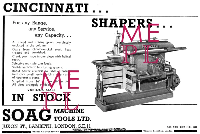 : Soag Machine Tools - Cincinnati Shaper : Soag Machine Tools - Cincinnati Shaper