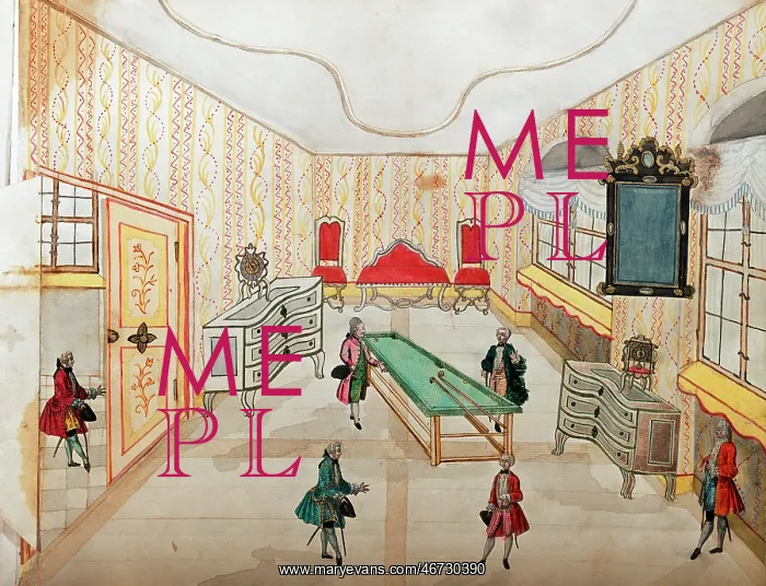 : society, salon with billard table, illustration : society, salon with billard table, illustration