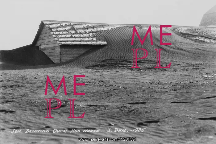 : Soil drifting over a farm building on a ? : Soil drifting over a farm building on a ?