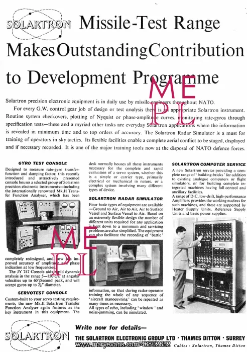 : Solartron Missile Test Range Equipment : Solartron Missile Test Range Equipment