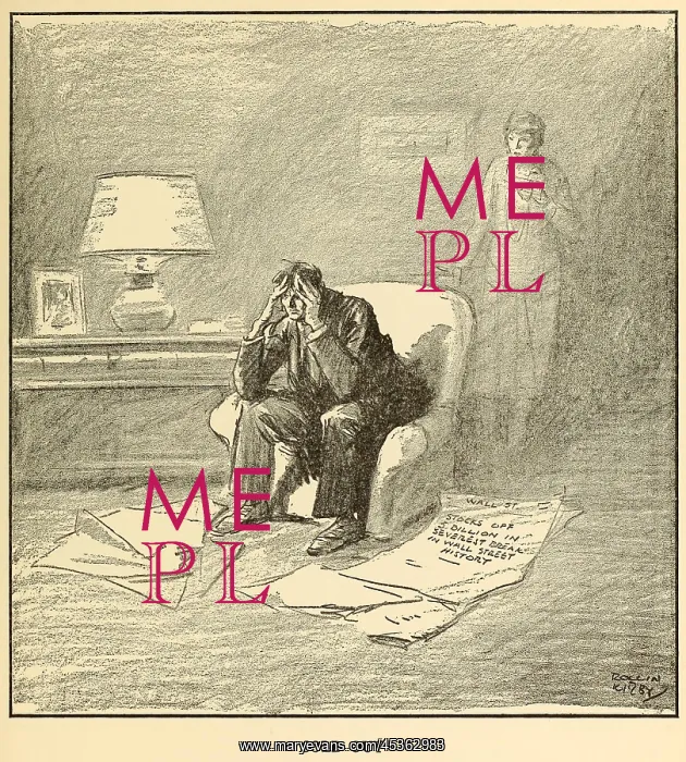 : SOLD OUT, cartoon of a dejected man with head in : SOLD OUT, cartoon of a dejected man with head in
