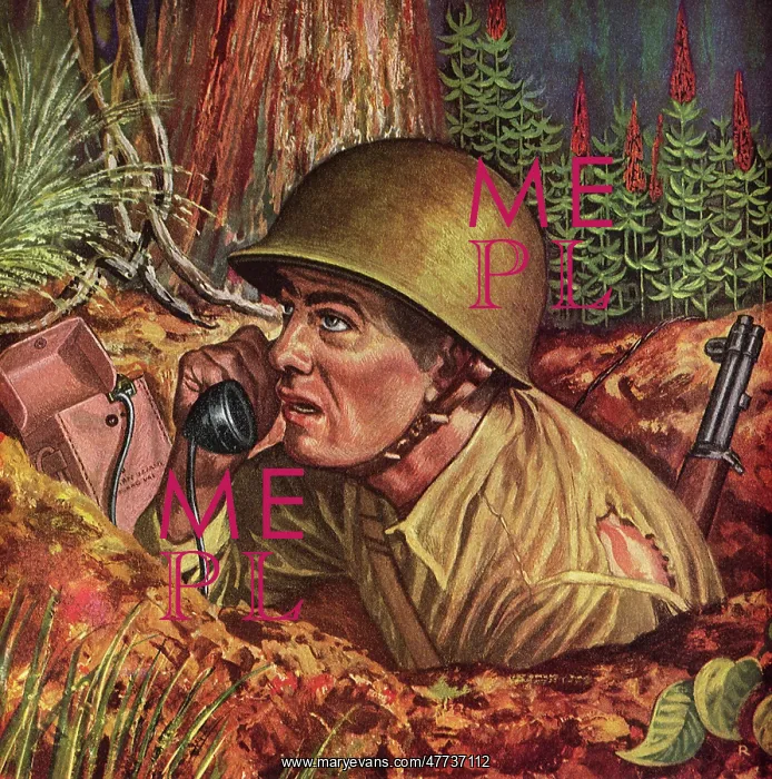 : Soldier in Foxhole on the Phone : Soldier in Foxhole on the Phone
