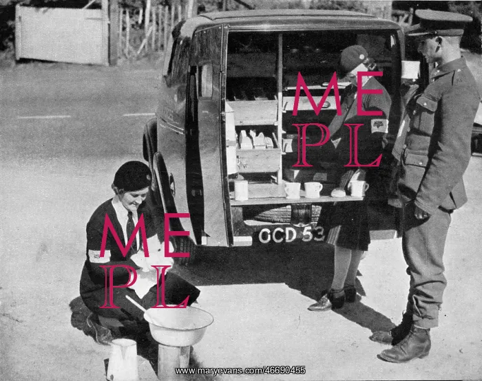 : Soldier Given Tea from a Mobile Canteen : Soldier Given Tea from a Mobile Canteen
