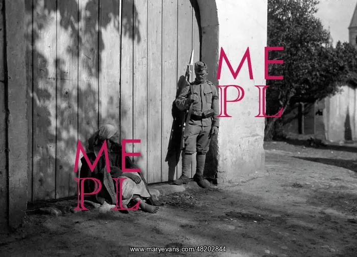 : A soldier guards a spy, 1915 : A soldier guards a spy, 1915