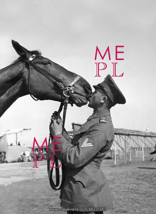 : Soldier with his horse, 1930s : Soldier with his horse, 1930s