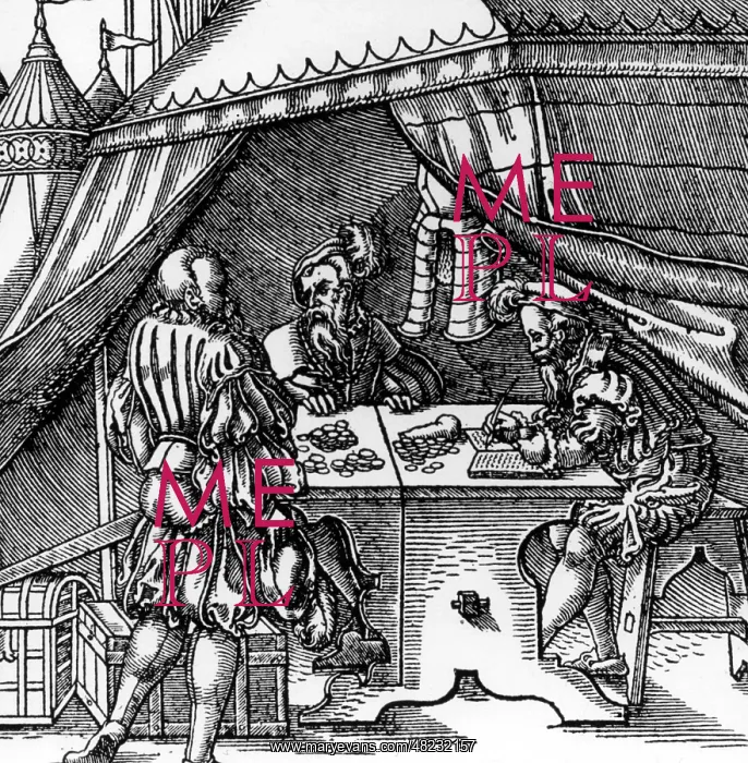 : A soldier receives his pay, 1555 : A soldier receives his pay, 1555