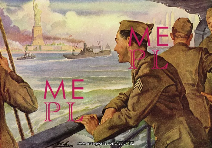 : Soldier returning Home admires Statue of Liberty : Soldier returning Home admires Statue of Liberty