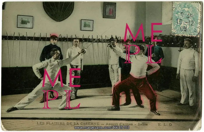 : Soldier at their Sabre practice in a French Barracks : Soldier at their Sabre practice in a French Barracks