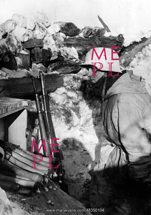 : Soldier in a trench on the Eastern Front, 1943 : Soldier in a trench on the Eastern Front, 1943