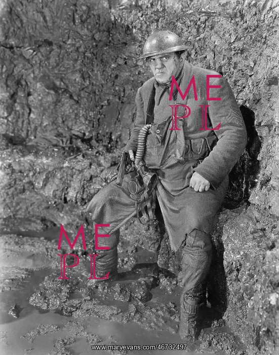 : Soldier in a trench in World War I : Soldier in a trench in World War I