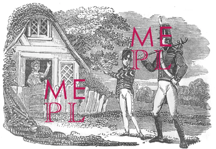 : Soldier waving farewell, c. 1800 : Soldier waving farewell, c. 1800