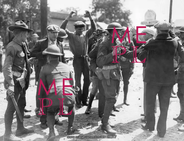 : US soldiers arrest striking workers during the Great Depress : US soldiers arrest striking workers during the Great Depress