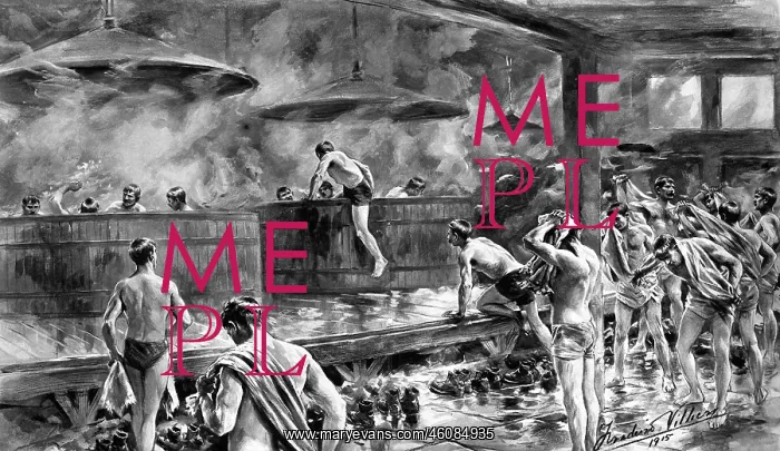 : Soldiers bathing in a brewery during World War I : Soldiers bathing in a brewery during World War I