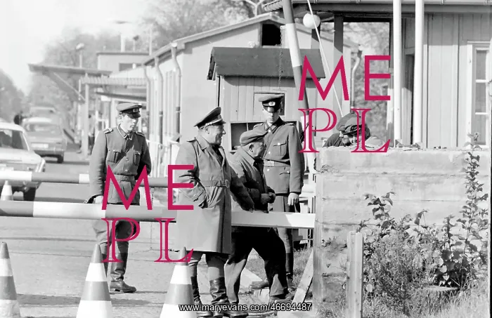 : Soldiers at a checkpoint, East Berlin, Germany : Soldiers at a checkpoint, East Berlin, Germany